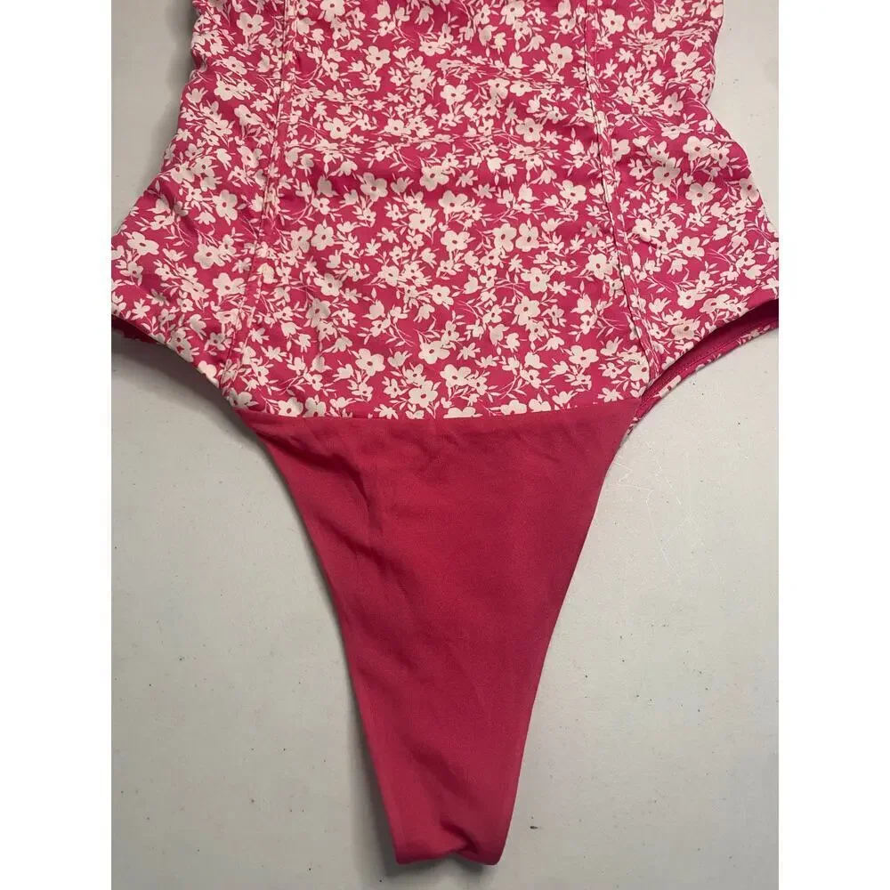 Zara Pink Flower One Piece Bodysuit Tank Top Corset Size XS Y2K Barbiecore